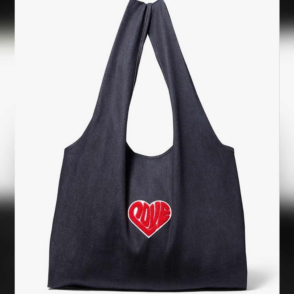 SALE Michael Kors Watch Hunger Stop LOVE Blue Denim Tote 16.5"W X 14"H X4"D NWT - Picture 2 of 10